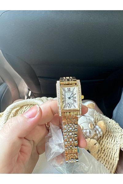 ÇENÇEN Lara Gold Color Rectangular Case Women's Wristwatch