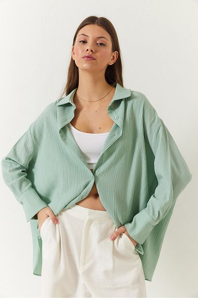 Bianco Lucci Γυναικείο πουκάμισο Off Shoulder Oversize Basic Twist 60392 60271069