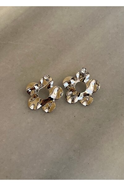 KİLİGİSTANBUL GÜMÜŞ RENK ÇİÇEK  KÜPE 3,50 CM