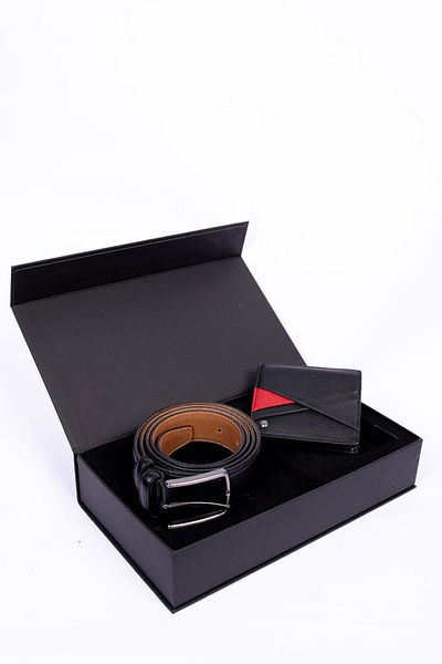 CENGİZ PAKEL Cengiz Pakel Genuine Leather Double Fabric Belt - Wallet Set