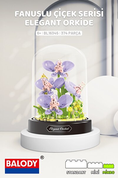 scntoys Fanuslu Çiçek Serisi Elegant Orkide Mini Blok Yapı Oyuncakları Seti Ç...