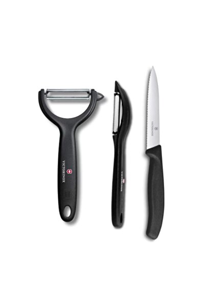 Victorinox 3'lü Soyacak Bıçak Seti Siyah