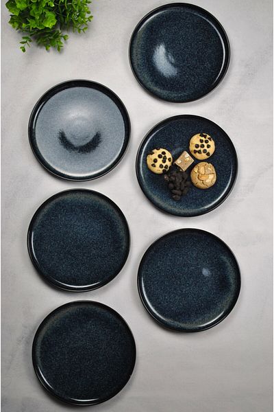 Qualitev 6 Pieces Porcelain Serving Presentation Plate 20 cm Mihen Series - Cake Plate Set