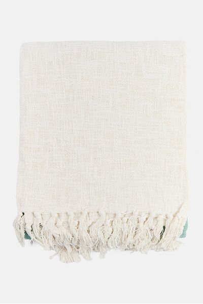 Refinery29 Toni Ombre Slub Knitted Throw Blanket 127 X 152 Cm, Mint Blue