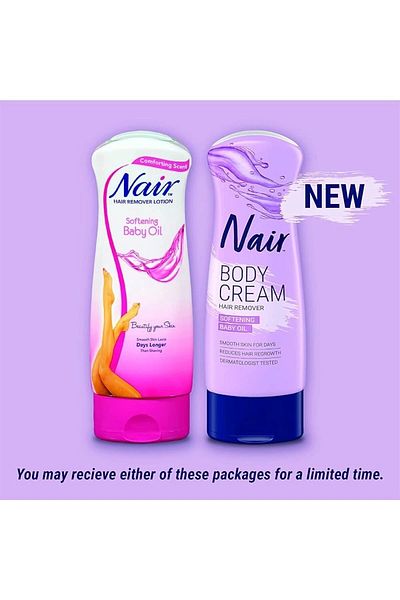 Nair 255 gr Softening Baby Oil Body Cream - Hair Remover, Smooth Skin for Days