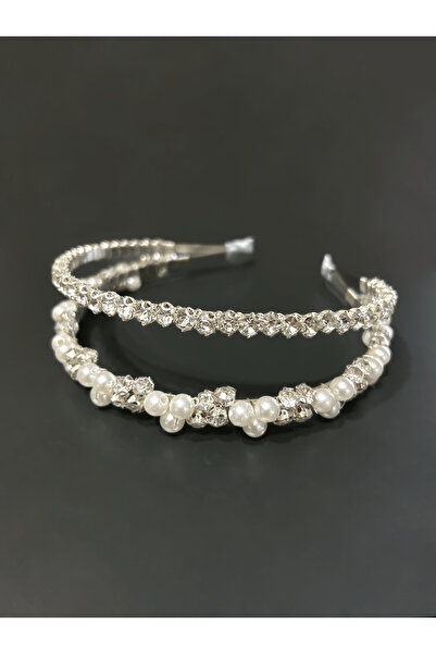 CSR AKSESUAR Gümüş İncili & Zirkon Taşlı Özel Gün Gelin Tacı