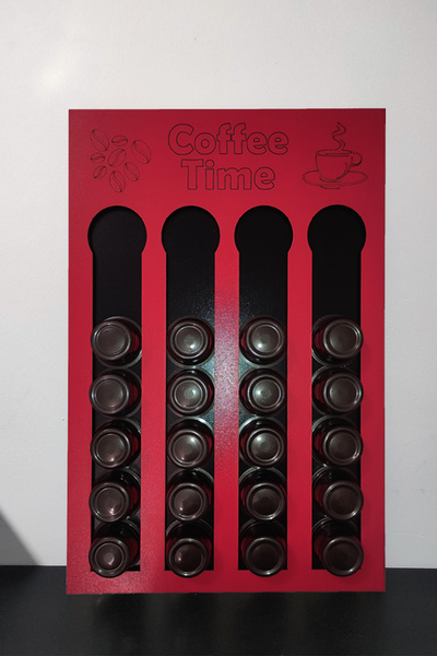 Tchibo Uyumlu Kapsül Kahve Tutucu Kırmızı Siyah Renk 24 Kapsül Kapasiteli Kapsül Standı Organizer