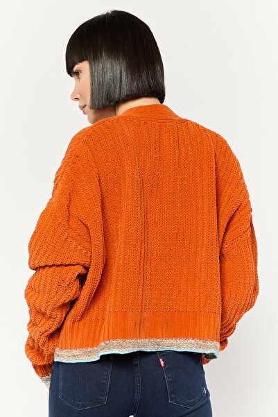 Diesel Women V-Neck Knitted Button Front Cardigan, Burnt Orange
