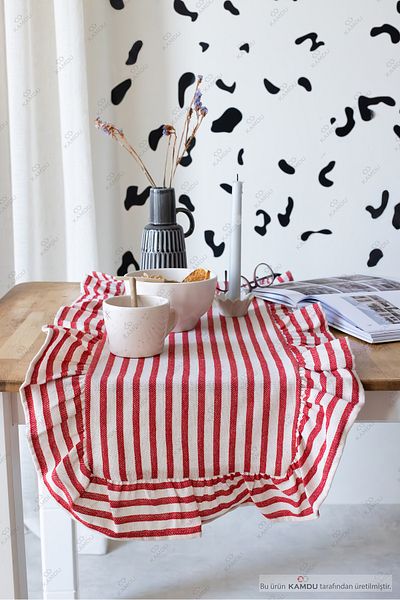lemsel 40X125 cm Vintage Ruffled Linen Cotton Runner