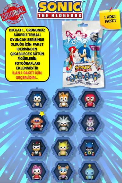 TOYFEST 1 Adet WIBO Sonic Hedgehog - Sonic Kirpi Nano Pods Blind Bag Sürpriz Figür - 1 Adet