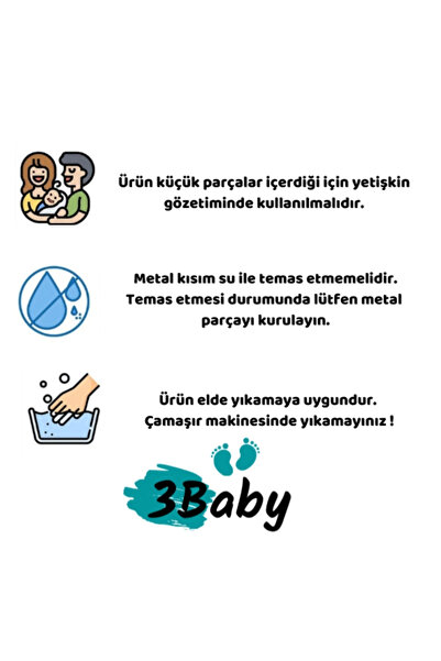 3Baby Emzik Tutucu - Emzik Zinciri - Emzik Askısı Seti (3 Adet)