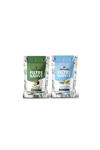 Dripesso Kahve Öğütülmüş Filtre Kahve Fındık Aromalı 250 gr & Vanilya Aromalı 250 gr