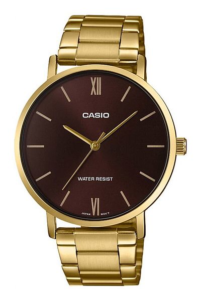 Casio Gold Color Men's Wristwatch with Brown Cord
