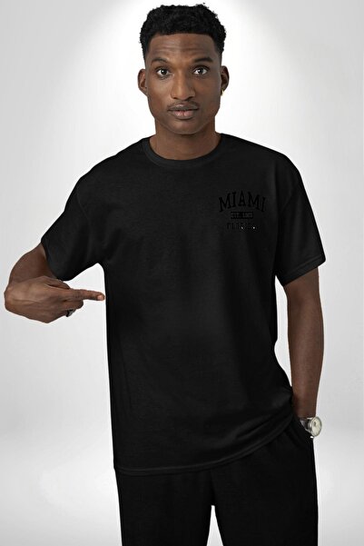 Navcoli تي شيرت Miami Florida Minimal Pocket مطبوع عليه قطن ممشط للنساء والرج...