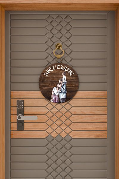 Rugmood Modern Door Ornament Wooden Back Top Children Family Outdoor Door Ornament