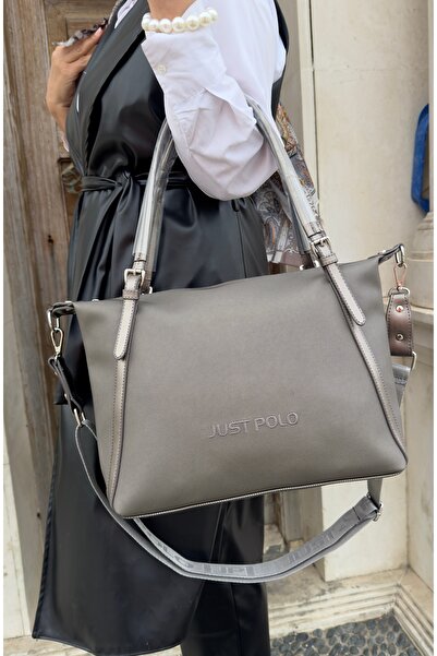 çantamgelsin Just Polo Women's Black Oversized Shoulder Bag with Adjustable L...