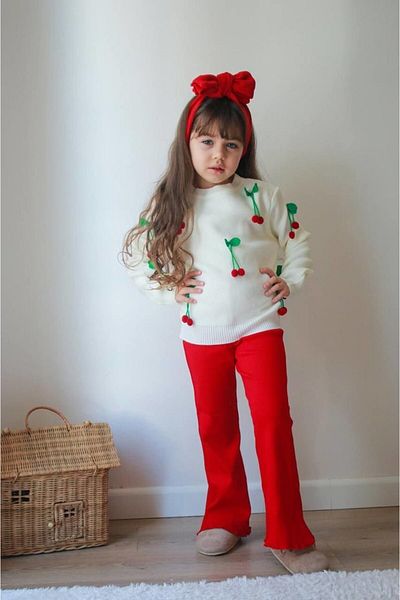 MODA Cherry Knitwear Sweater Corduroy Spanish Leg Bottom
