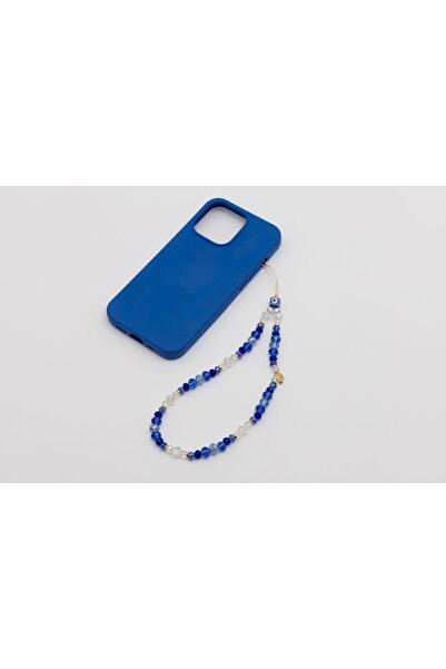 Kristal Boncuk Telefon Charm Lacivert