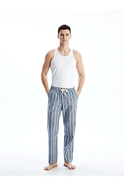 LC Waikiki Μπεζ Standard Fit ριγέ ανδρικό παντελόνι πιτζάμα