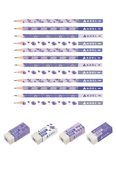 Adel Lavanta Kurşun Kalem Seti 12 Kalem+4 Silgi