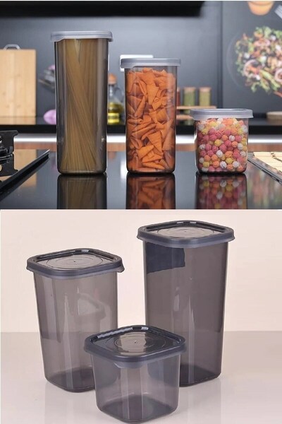 TOPTANFONİ مجموعة من 3 حاويات تخزين طعام عمودية مانعة للتسرب مع غطاء أنثراساي...