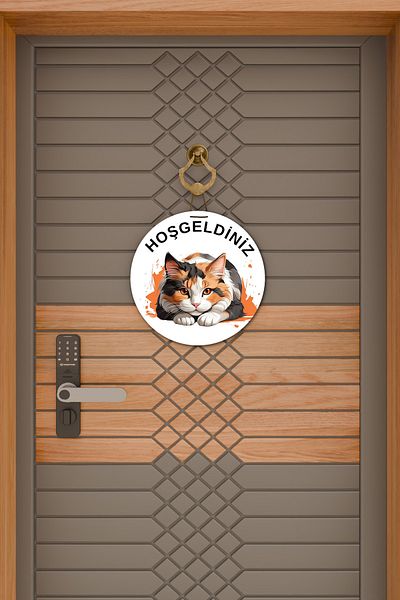 Rugmood Μοντέρνο Στολίδι Πόρτας Λευκό Δάπεδο Welcome Cat Στολίδι εξωτερικής πόρτας