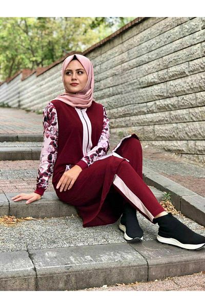 skycott New Season Γυναικεία Hijab Φόρμα - Σετ 2 τεμαχίων με λουλούδια