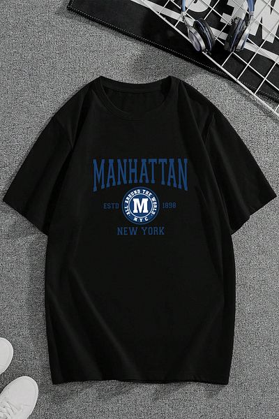 uyguntarz Βαμβακερό μπλουζάκι Manhattan με στάμπα Oversize