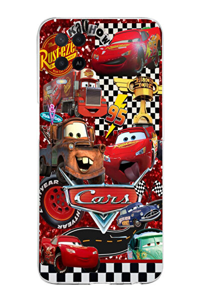 moonset Oppo A54 Uyumlu Arabalar Kolaj Tasarımlı Baskılı Şeffaf Telefon Kılıfı