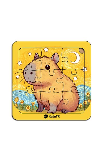 kutuTR Capybara Colorful Children's Puzzle - Size 13X13, 9 Pieces, Set of 3 313