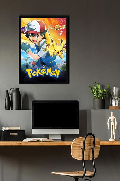 Saturn Pokemon Framed Painting - Cartoon Poster Painting
