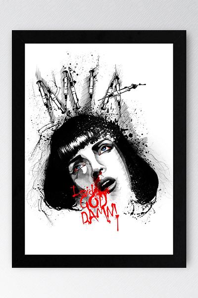 Saturn Pulp Fiction Framed Painting - Cheap Novel Fim Poster Painting