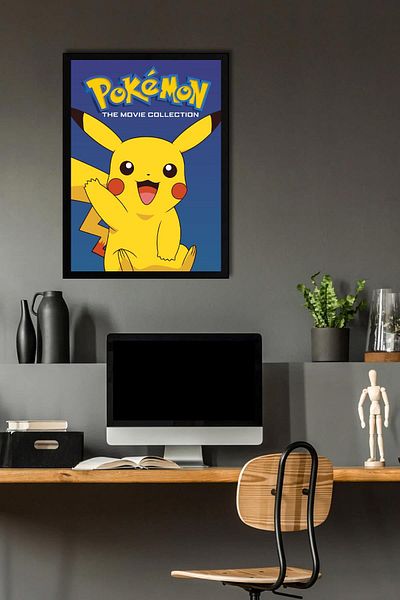 Saturn Pokemon Framed Painting - Pikachu Cartoon Poster Painting
