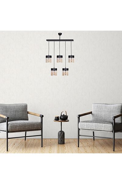 RİOLİGHT Retro Rustic Vintage 5Xe27 Lamp Holder Metal Body Glass Pendant Long Chandelier - Length: 60cm