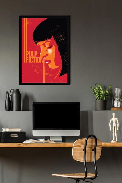 Saturn Pulp Fiction Framed Painting - Cheap Novel Fim Poster Painting
