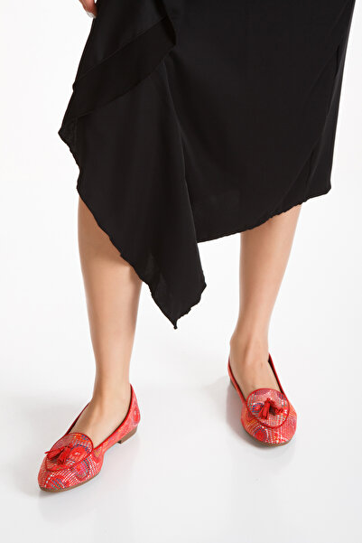 PASSAGE SHOES Kadın Hakiki Deri Multi Renk Babet 1037 KIRMIZI RENKLİ