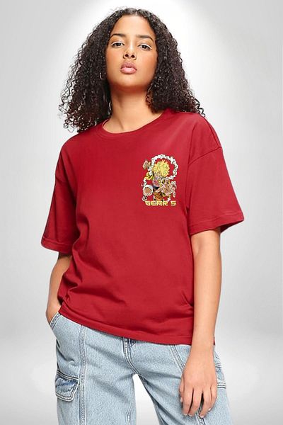 Navcoli One Piece Anime Gear 5 Luffy and Red T-Shirt - Cotton Combed, Back Printed T-Shirt for Women and Men