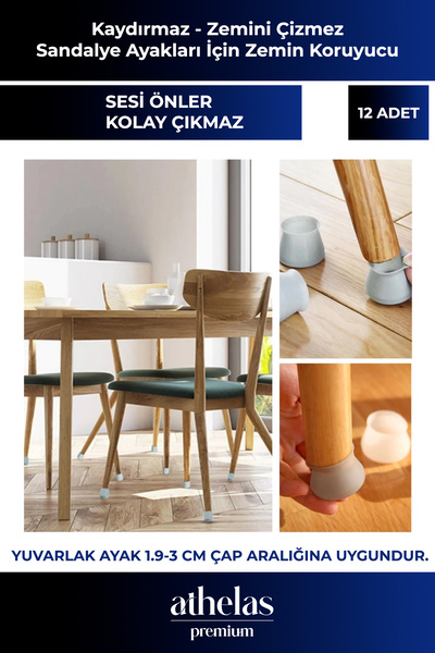 Athelas Kaydırmaz Çizdirmez Mobilya Masa Gürültü Azaltıcı Zemini Koruyan Sili...