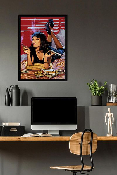 Saturn Pulp Fiction Framed Painting - Cheap Novel Fim Poster Painting