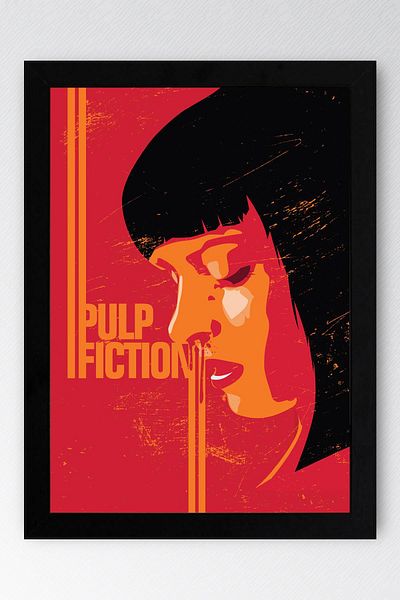 Saturn Pulp Fiction Framed Painting - Cheap Novel Fim Poster Painting
