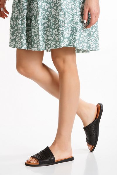 PASSAGE SHOES Γυναικείες Παντόφλες Καθημερινές Γνήσιο Δέρμα 6309 ΜΑΥΡΟ