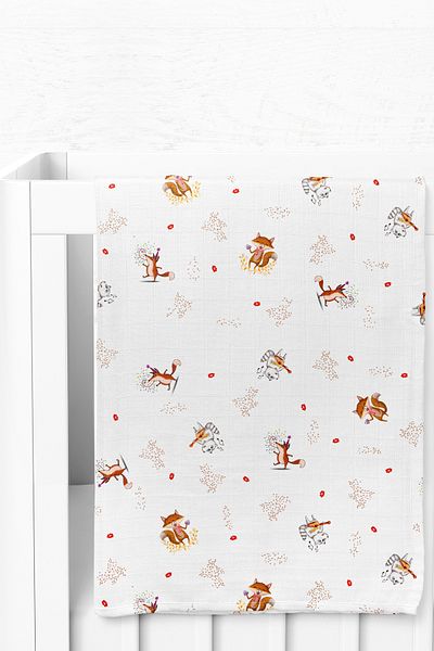 Wheeppo Premium Digital Print Muslin Blanket Party - 75x100 cm