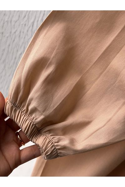 Butik Poplin Shirt - Embroidery Detail, Nude Color