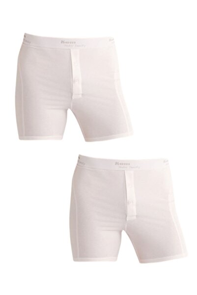Kom Чоловічі білі модальні боксери з бавовняним лікрам, 2 пари, довгі штанини
