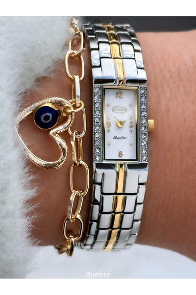 Almera GOLD-GÜMÜŞ Çelik Kordon Vintage Minimal VIP Tasarım Kadın Kol Saati Ka...