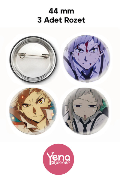 Yenaplanner Bungou Stray Dogs Çanta Süsü Seti / Rozet Seti