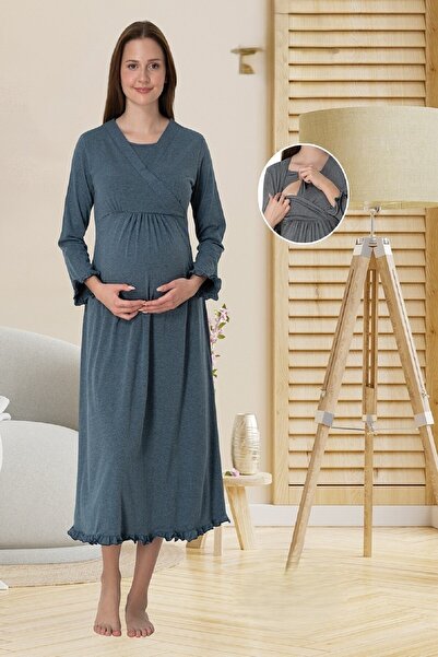 Puerpera Effortt Gizli Emzirme Özellikli Hamile Lohusa Gecelik 4043