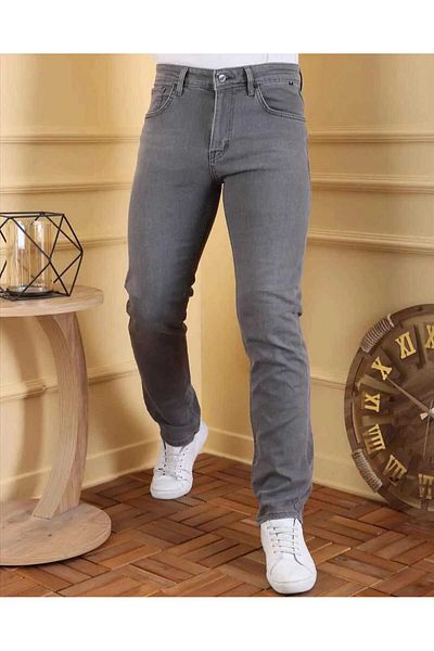 Denim ανδρικό τζιν panntalon silimfit γκρι dumeli