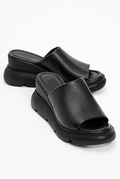 PASSAGE SHOES Women's Skin Genuine Leather Wedge Heeled Slippers 6307 Lame