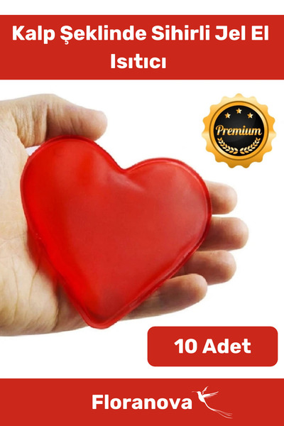 Floranova Özel Üretim Kalp Şeklinde El Isıtıcısı Sihirli Jel Vücut El Isıtıcı Torba Kalpli Cep Sobası 10lu Set